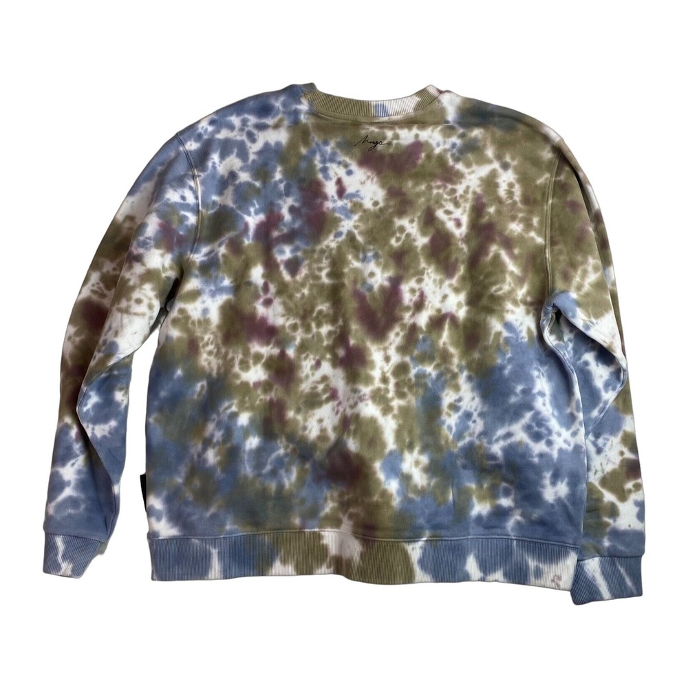 HUGO Crew Neck Sweatshirt Tie Die All Over Print Size XL Trippy Streetwear Black - Picture 2 of 6